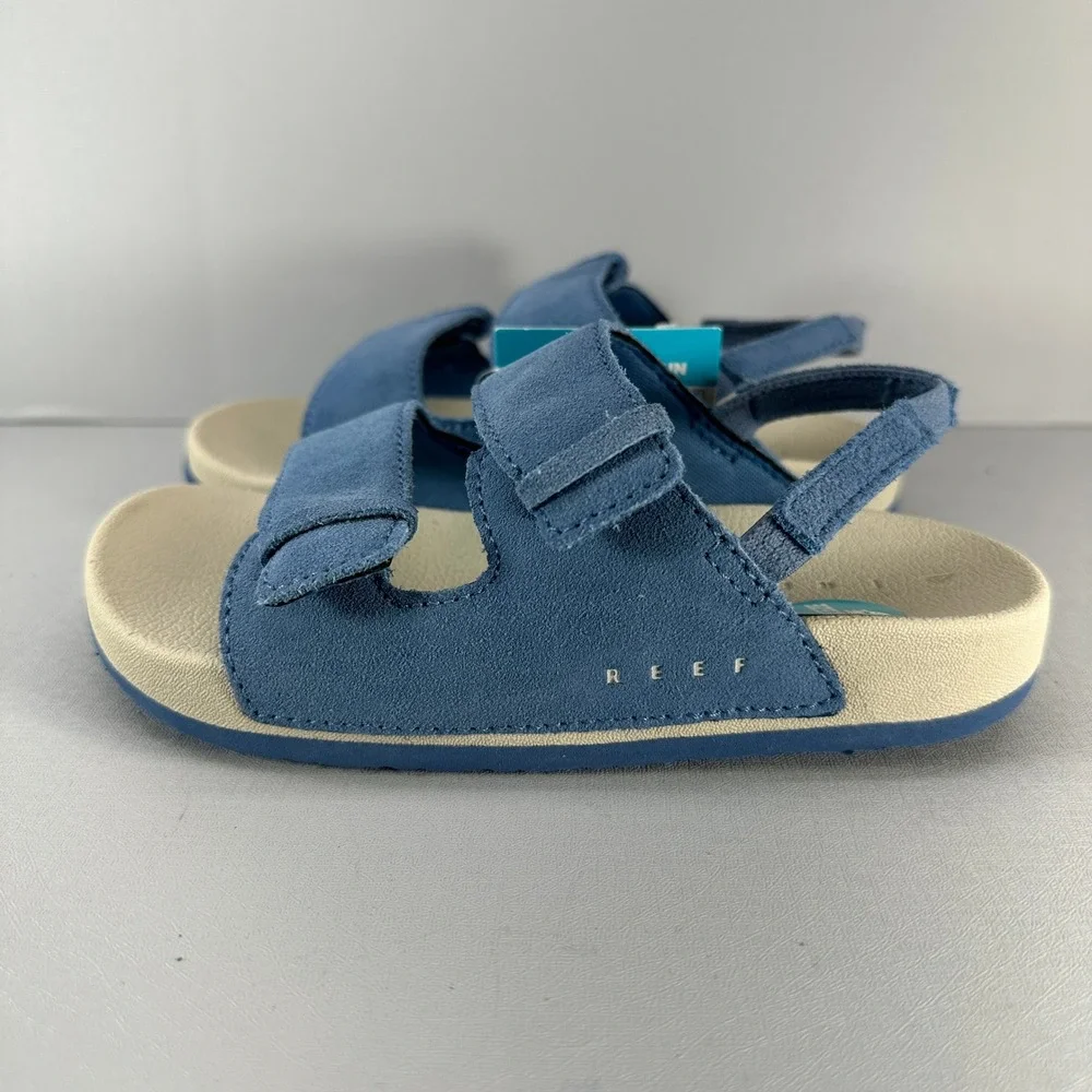 Reef Little Ojai Sandals Kids 12 Dusk Blue Suede Feel Strap NEW CJ6647
